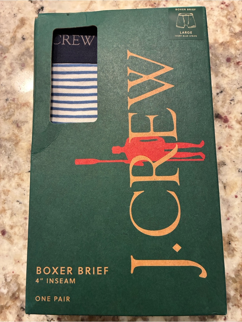 J. Crew Men's Boxer Briefs Packaging - Deep Green & Gold